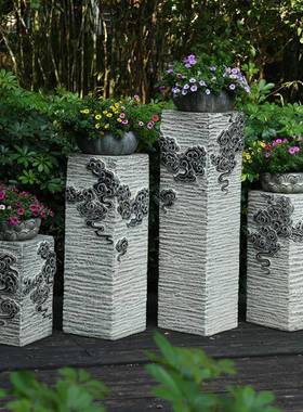 彷古落地摆件中式庭院花园户外盆景架客厅小院子彷石柱室外花架