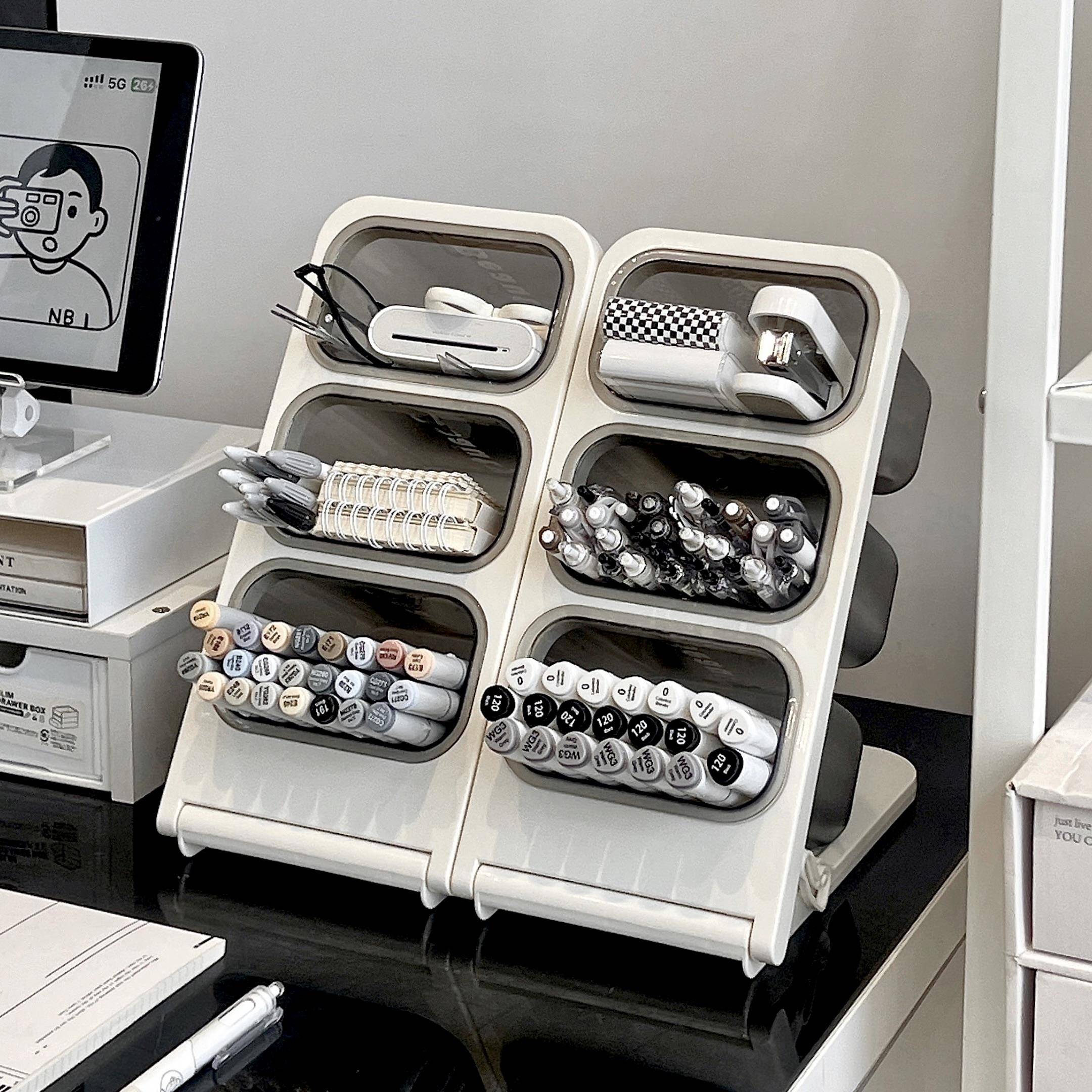 斜插式笔筒文具收纳盒大容量学生笔桶儿童书桌笔盒办公室桌面笔架