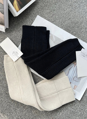 SYARURU Rlbbed Knlt羊毛混纺罗纹针织腿袜套运动健身休闲外穿女