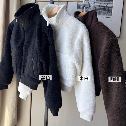 SYARURU北美A家Foxy Sherpa羊羔毛连帽外套夹克健身瑜伽休闲外穿