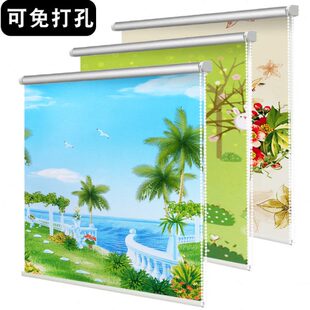 防水拉手拉卫生间百叶窗厨房浴室帘遮阳帘卧室伸缩卷帘餐厅绳升降