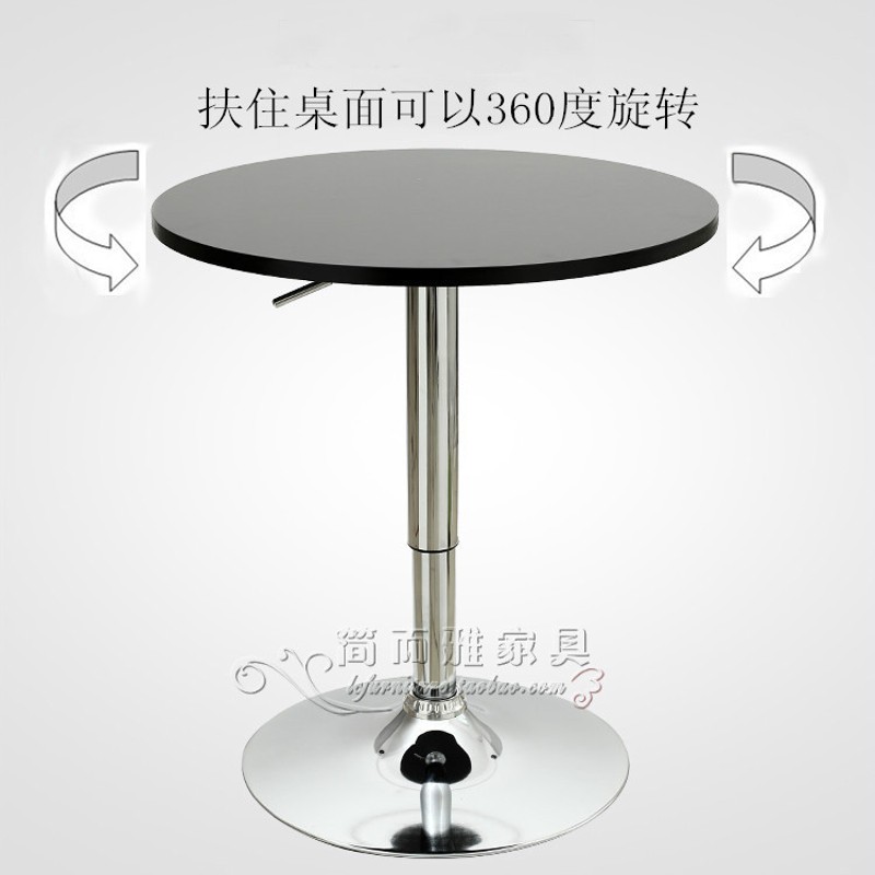 酒吧圆桌现代休闲圆茶几白色咖啡桌升降高脚桌小圆吧台办公接待桌