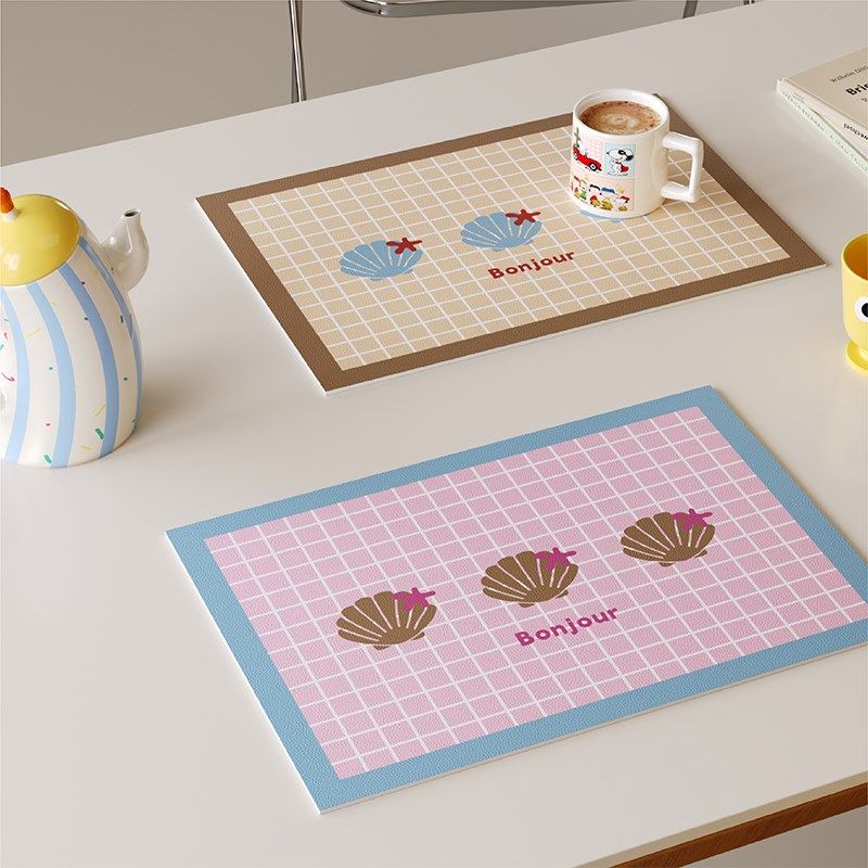 高级感韩式格子多巴胺皮革西餐垫防水防油擦免洗吧台隔热杯盘垫,居家布艺,餐垫,淘宝优惠券,粉丝福利购,淘宝优惠卷