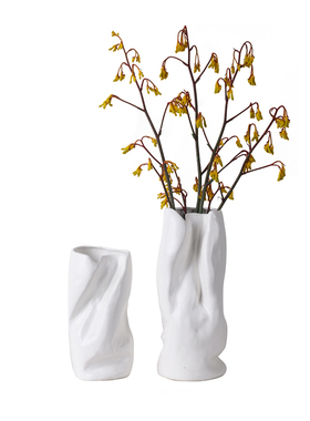 现代家居纯白色哑光陶瓷瓶样板房间客厅餐桌茶几桌面装饰品