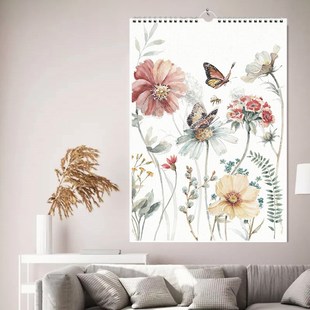 年挂历蝶恋手绘画In风家用挂墙优质大号日历月历公司定制