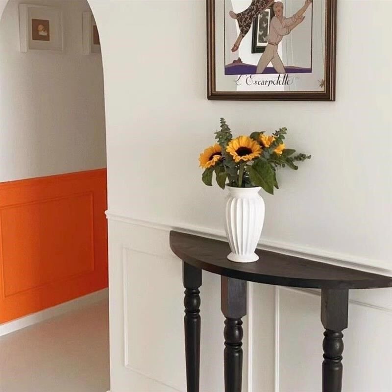 古风入户欧式玄关桌实木桌半圆走廊展示台家用客厅靠墙装饰玄关柜