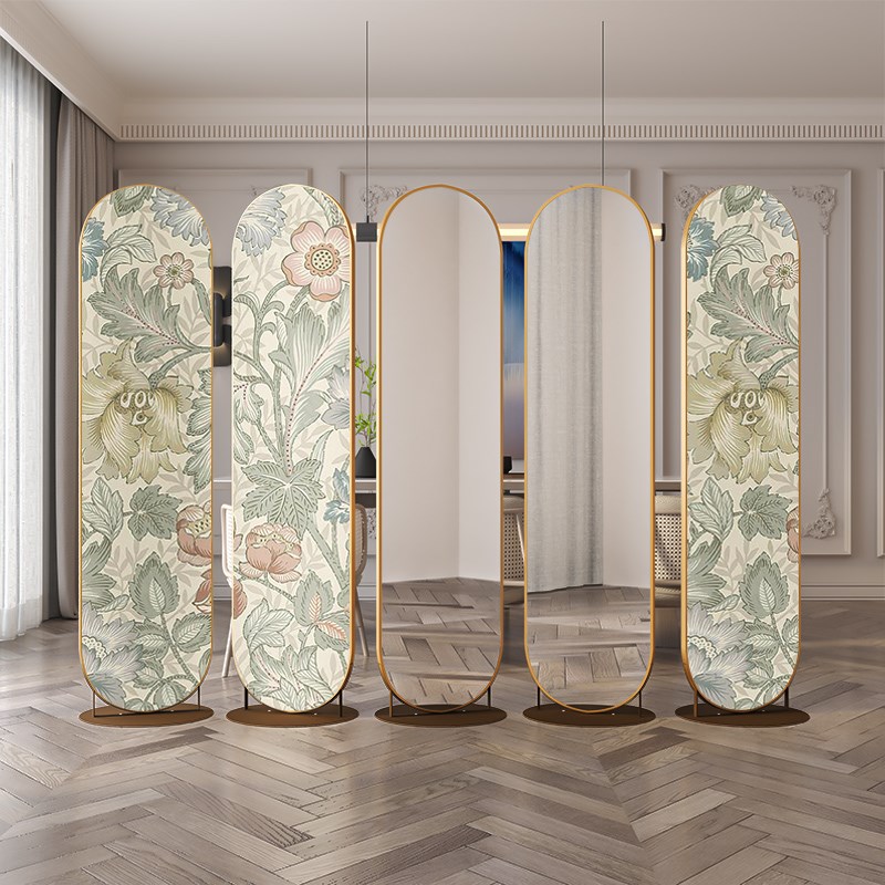 欧式法式折叠屏风隔断客厅现代入户玄关遮挡装饰金属折屏