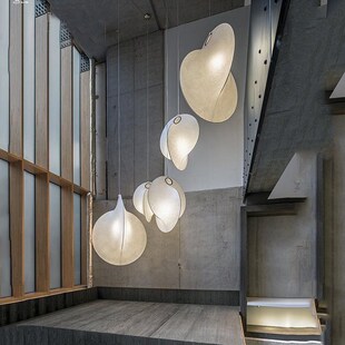 意大利复式楼梯间挑空蚕丝灯客厅吊灯现代楼梯灯吊灯