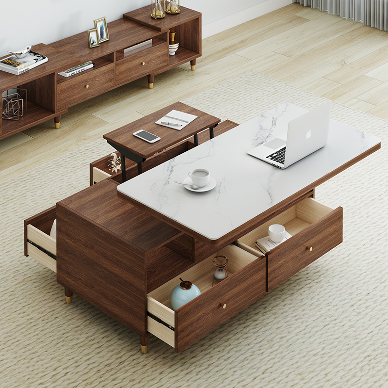 升降茶几餐桌两用多功能饭桌小户型家用创意可伸缩折叠茶几桌