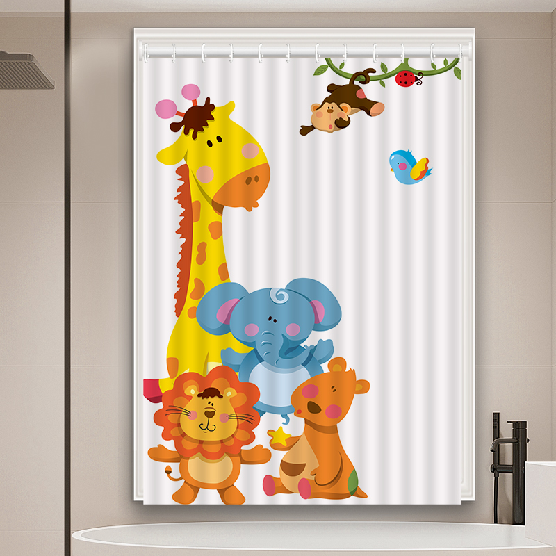 卡通浴室防水窗帘免打孔安装卫生间厕所帘小窗户飘窗遮阳帘遮挡帘