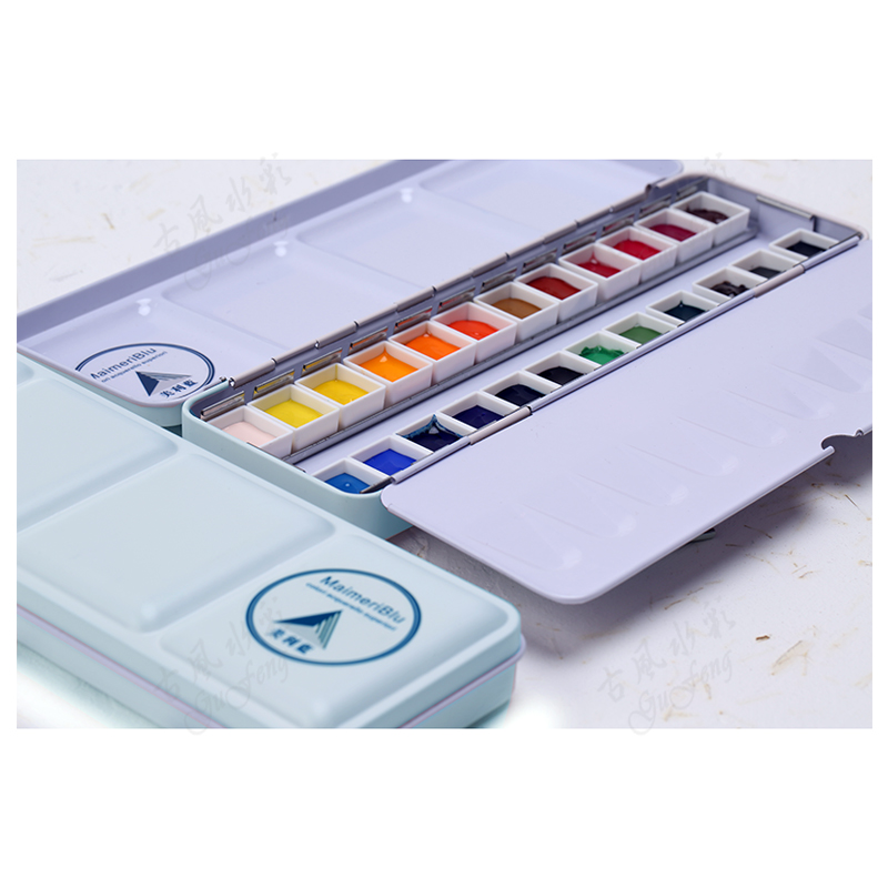 意大利美丽蓝水彩颜料2色2ml格子分装美利蓝 蜂鸟分装水彩2色