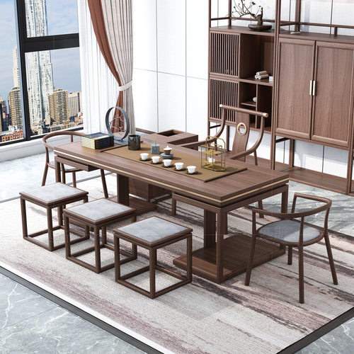 新中式茶桌椅组合泡茶阳台轻奢功夫喝茶禅意茶台实木茶桌现代简约