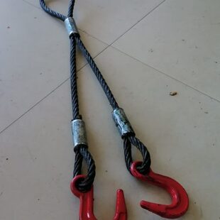 绳套工地车间维修吊车工具 起重搬运钢丝绳索具一拖二挂钩卸扣吊装