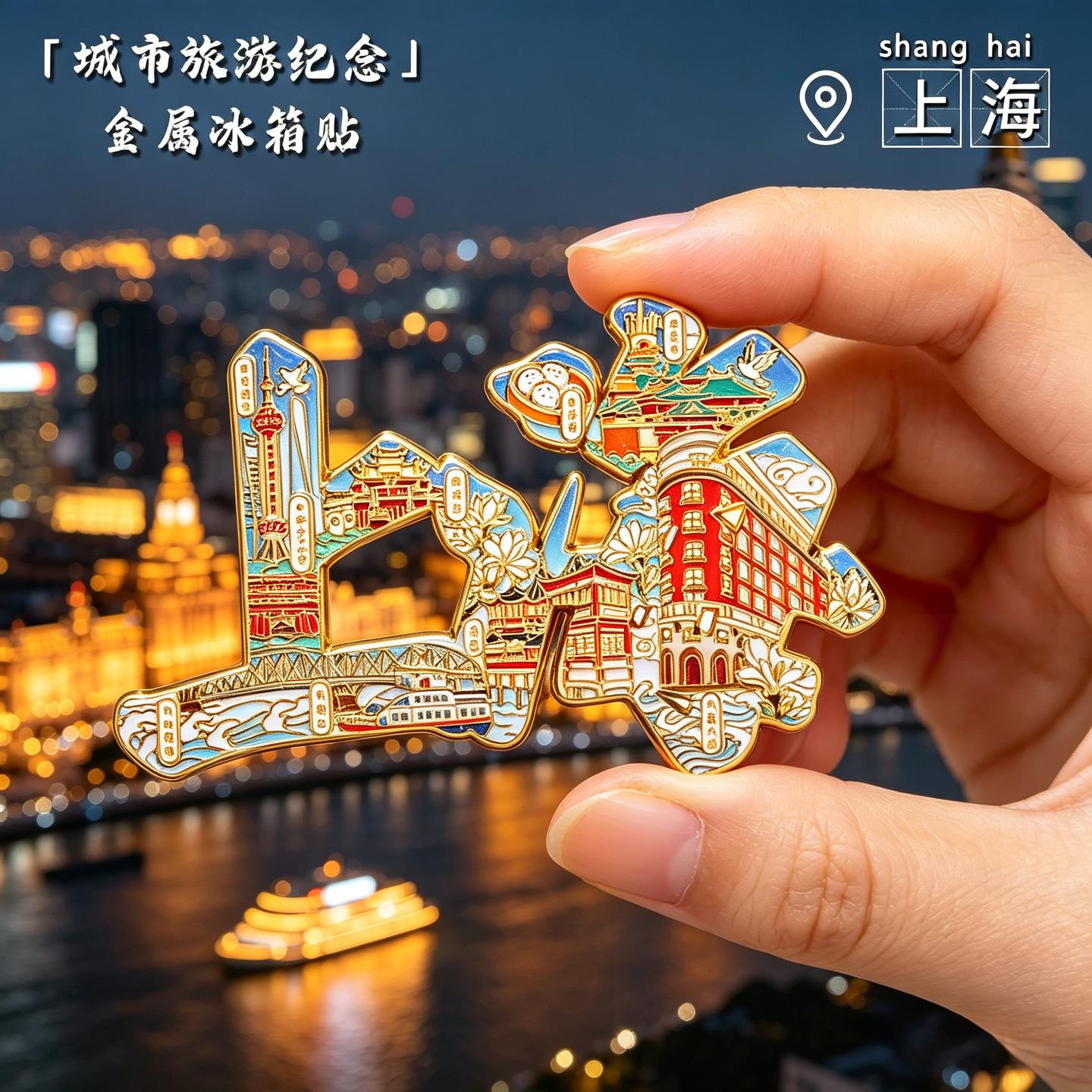 文创上海金属冰箱贴旅游城市纪念品收藏浮雕磁铁冰箱装饰品伴手礼