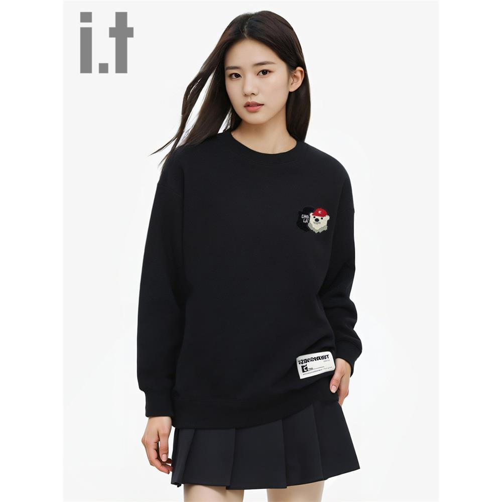 趣味魔术贴章仔圆领卫衣