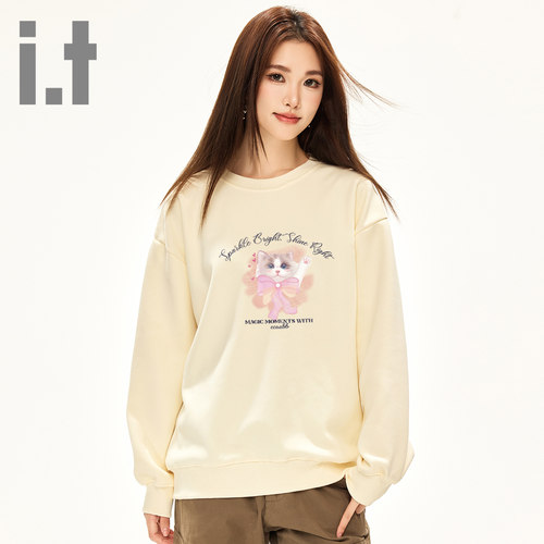 it ccaabb秋季新款大码女装卫衣卡通印花甜美小个子女生套头上衣K