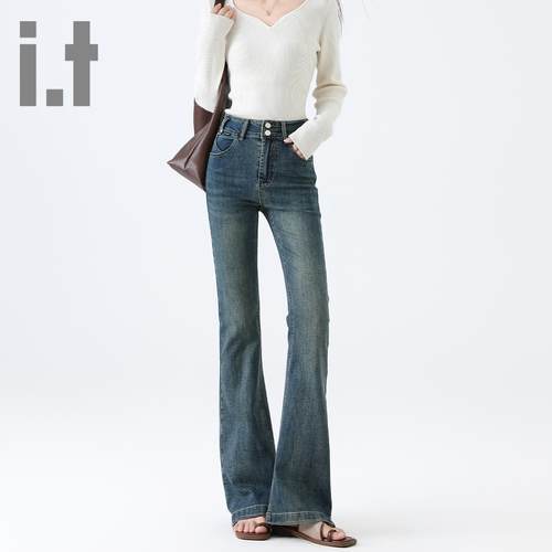 it ccaabb微辣喇牛仔裤女弹力2025新款春夏女士显瘦修身喇叭裤K