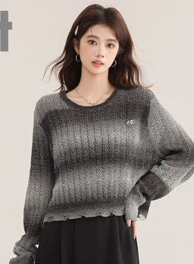 it ccaabb秋季款女士针织毛衣百搭渐变温柔舒适长袖T恤套头毛衣K