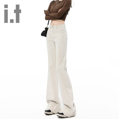 it ccaabb美式辣妹微喇牛仔裤女春秋马蹄喇叭裤高腰窄版喇叭裤子K