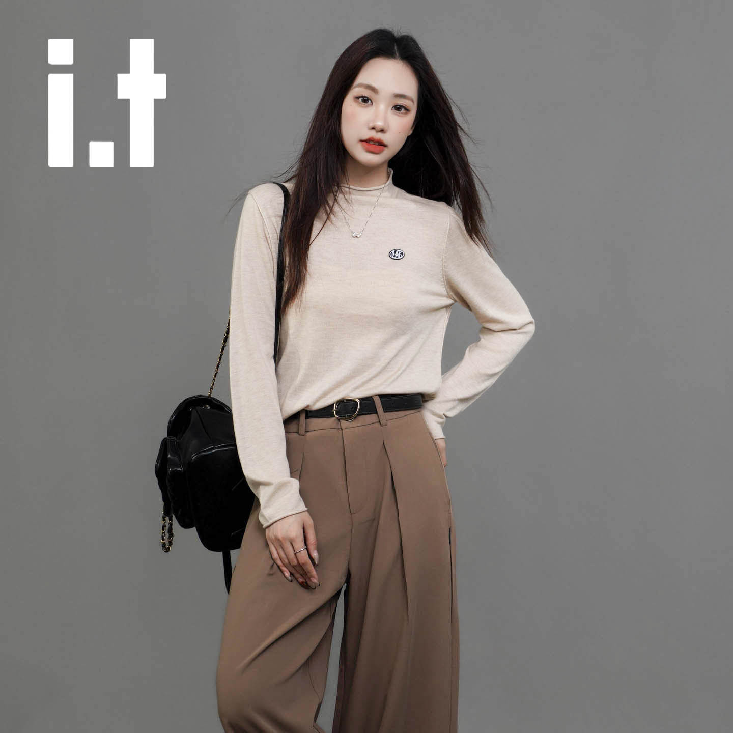 it ccaabb新款长袖T恤女打底衫上衣内搭时尚针织衫气质休闲