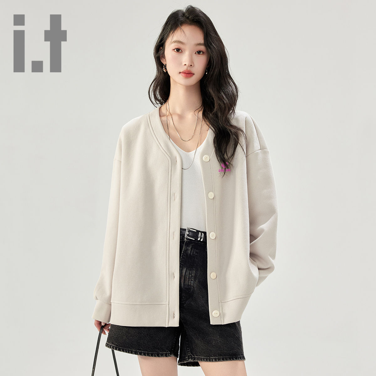it ccaabb春季卫衣外套女2025新款宽松休闲学院风开衫上衣外套女K