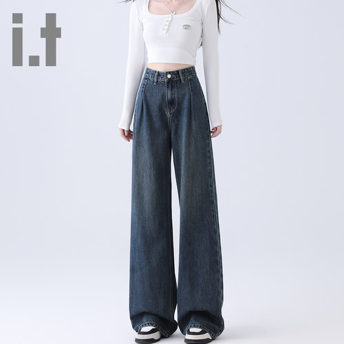 it ccaabb春秋高腰牛仔裤女2025新款舒适时尚显瘦百搭阔腿裤子女K