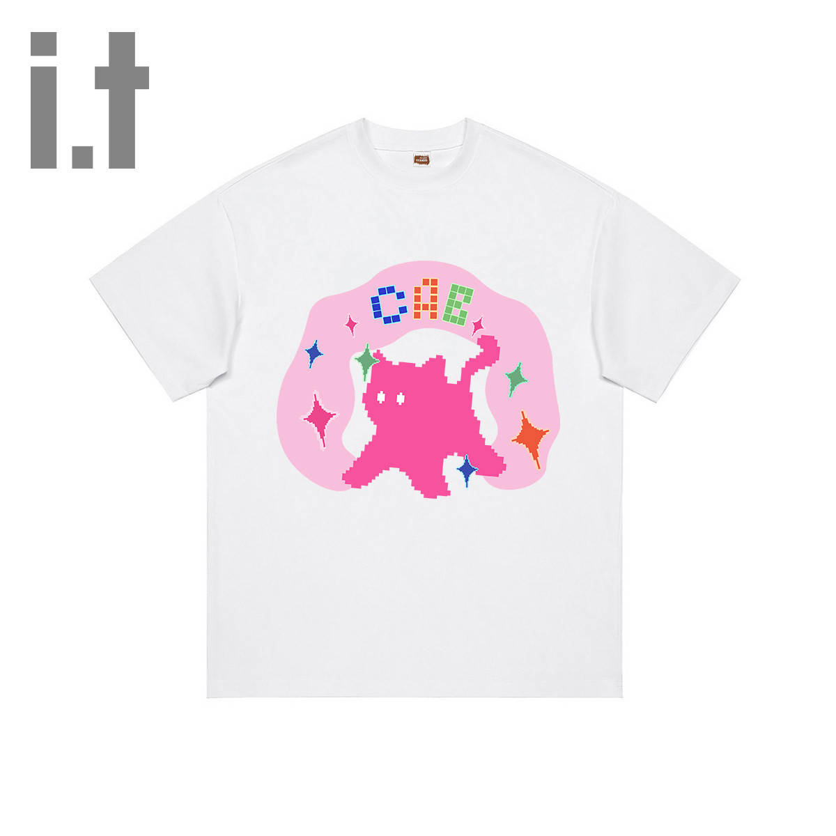 i.t ccaabb夏季日系蒸汽波多巴胺舒适纯棉短袖情侣T恤K