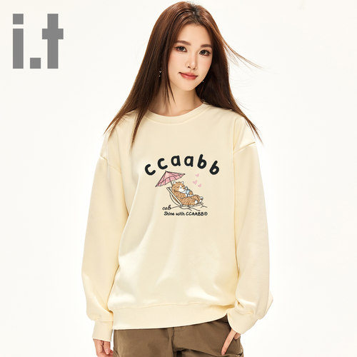 it ccaabb秋季卫衣女新款套头圆领宽松字母印花女装长袖上衣女装K