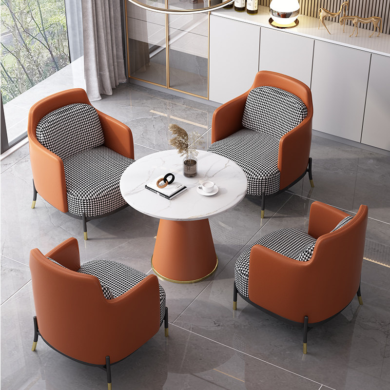 现代餐桌家用小户型吃饭桌圆桌休闲洽谈接待桌椅阳台桌椅