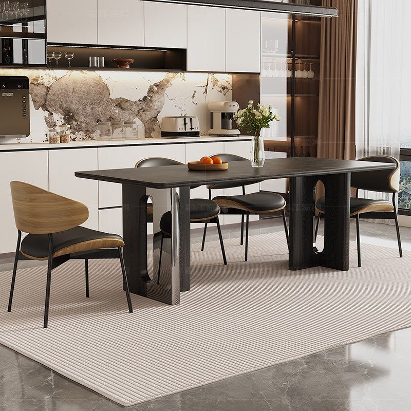 实木岩板餐桌椅现代新款中古风白蜡木客厅家用餐桌椅,住宅家具,岩板餐桌,淘宝优惠券,粉丝福利购,淘宝优惠卷