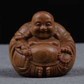 保真澳洲檀香木油性老料雕刻手把件把玩汽车弥勒一团和气