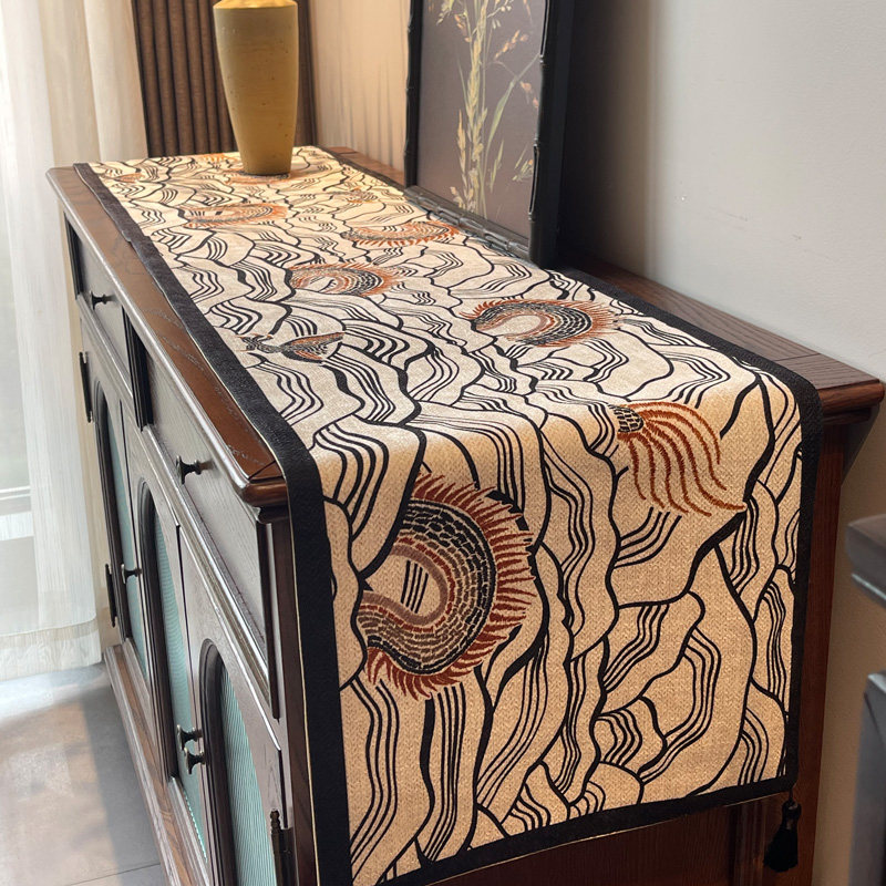 中古风桌旗五斗柜餐边柜电视柜旗布长条桌布端复古茶桌盖布定制