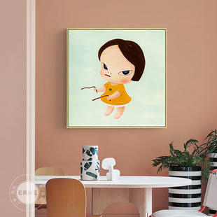奈良美智梦游娃娃女孩儿童房装饰画爱卡通文艺术卧室客厅挂画