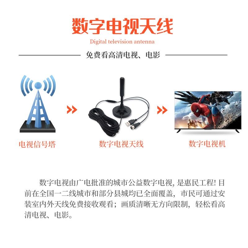 地面波电视天线室内信号接收器数字电视天线家用高清通用农村老式