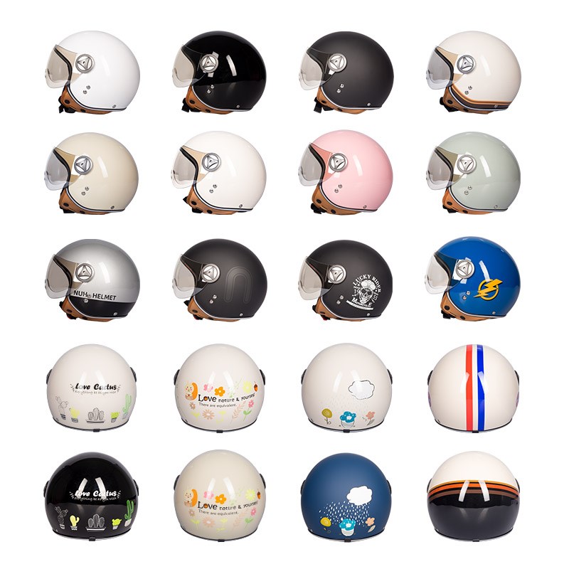 NUH新国标3C认证电动电瓶车复古头盔灰男机车四季通用可爱安全帽