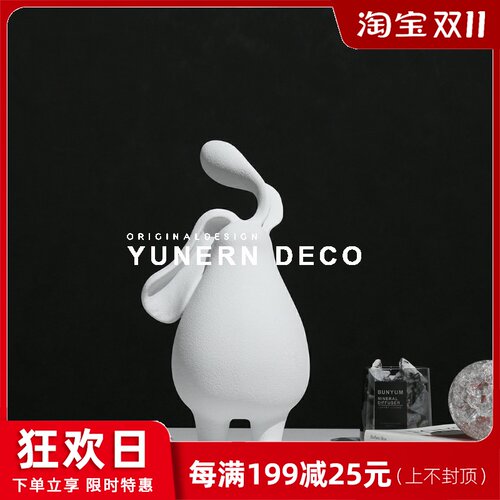 现代家居创意艺术兔造型工艺品展厅软装饰品样板房间