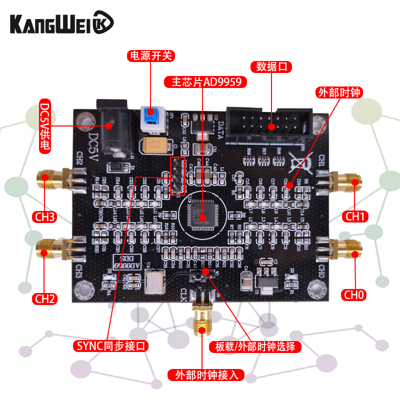 AD9959模块射频信号源多通道信号发生器 相位可调 性能远超AD9854