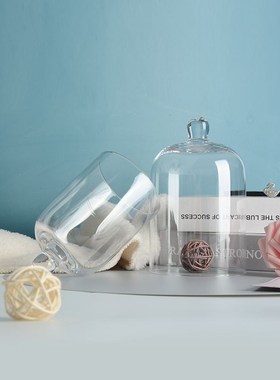 尚美手工香薰玻璃烛台耐热透明玻璃熄灯罩家居蜡烛摆件创意防风罩