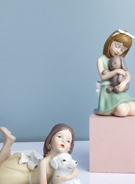 冥想爱女孩创意家居客厅装饰品女生房间书桌面少女心小摆设