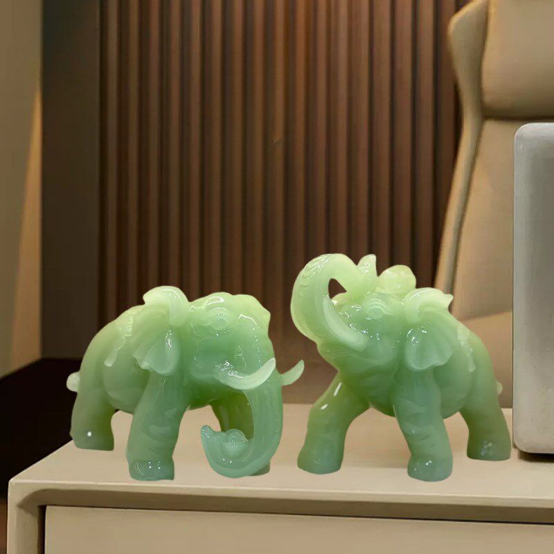 玉石大象招财一对业乔迁礼品客厅玄关电视酒柜办公室装饰品