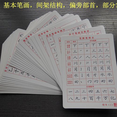 庞中正楷书儿童学生钢笔笔画偏旁凹槽模具模板硬笔书法字帖板