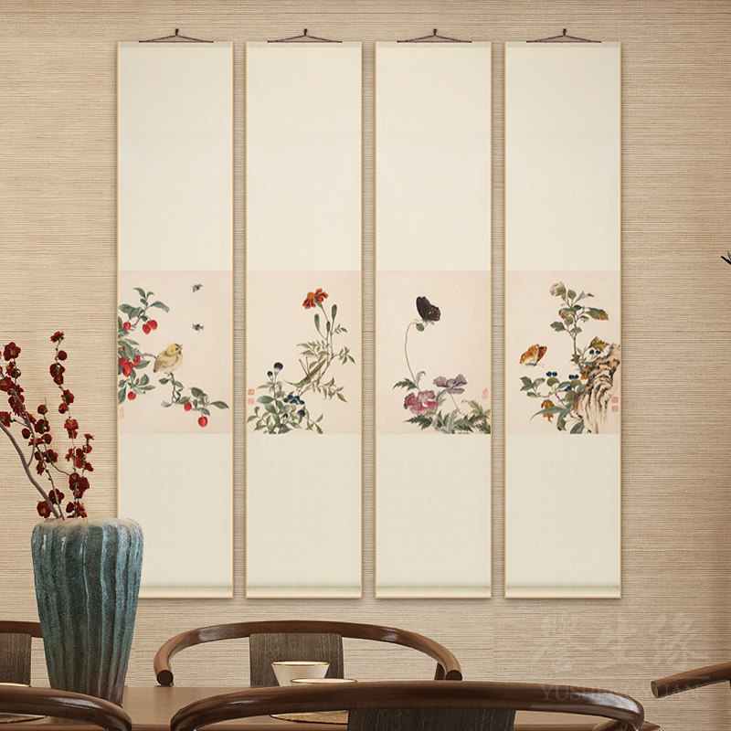 新鸟卷轴挂画竖客厅走廊过道装饰画饭厅书房背景墙壁画,家居饰品,现代装饰画,淘宝优惠券,粉丝福利购,淘宝优惠卷