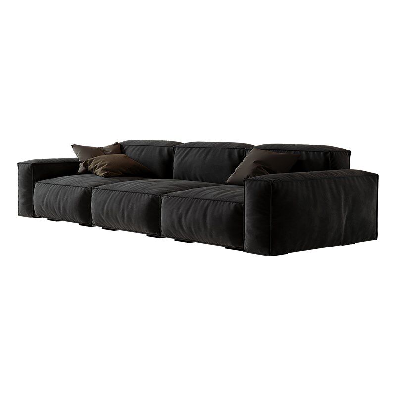 政府补极简布艺沙发客厅豆腐块磨砂布三位直排羽绒设计师