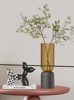 现代简艺术级感玄关柜软装客厅悬空电视柜绿植装饰品