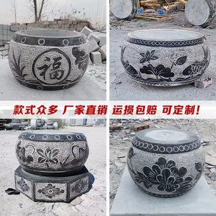 柱墩石天然青石石雕仿古石墩子底座包柱石柱基石柱脚石中式柱顶石