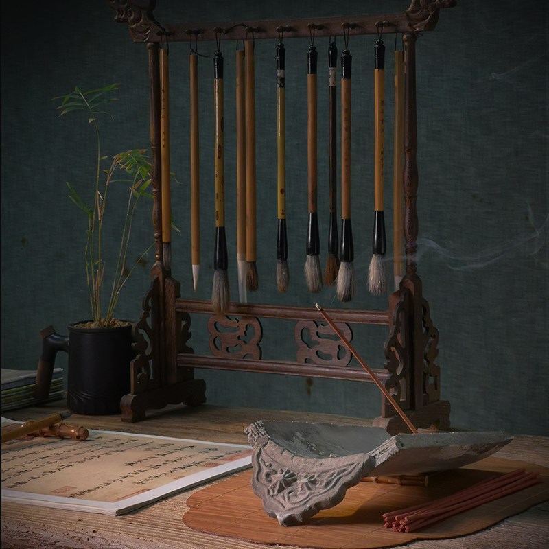 瓦当笔搁笔架香插陶器茶室书房文创拓印摆件创意工艺品老物件送礼