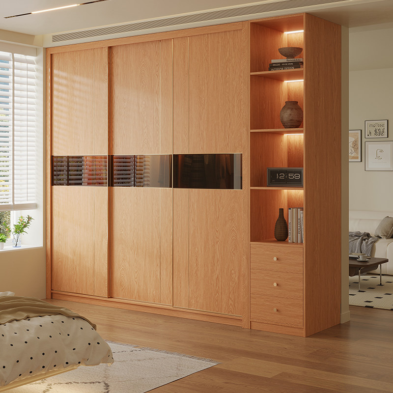 橡木推拉门一门到顶深新款年卧室移门衣橱