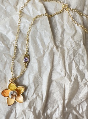 欧美C精致时尚百搭气质优雅花朵项链女简约百搭高级感吊坠