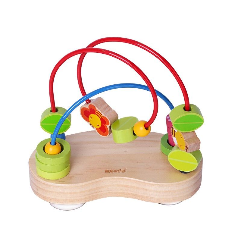 木玩世家 比好串珠架 儿童带吸盘缤纷绕珠 早教益智木制宝宝玩具