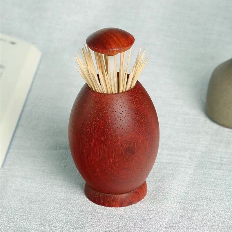 按压牙签罐自动弹出家用新创意实木红木工艺家居礼品红花梨木